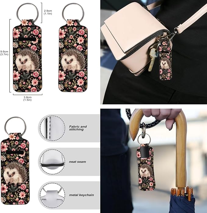 Suobstales 3Pcs Travel Bottles Keychain Holder Set,Travel Bottle Sleeves+Neoprene Chapstick Holders+Lanyard Keychain
