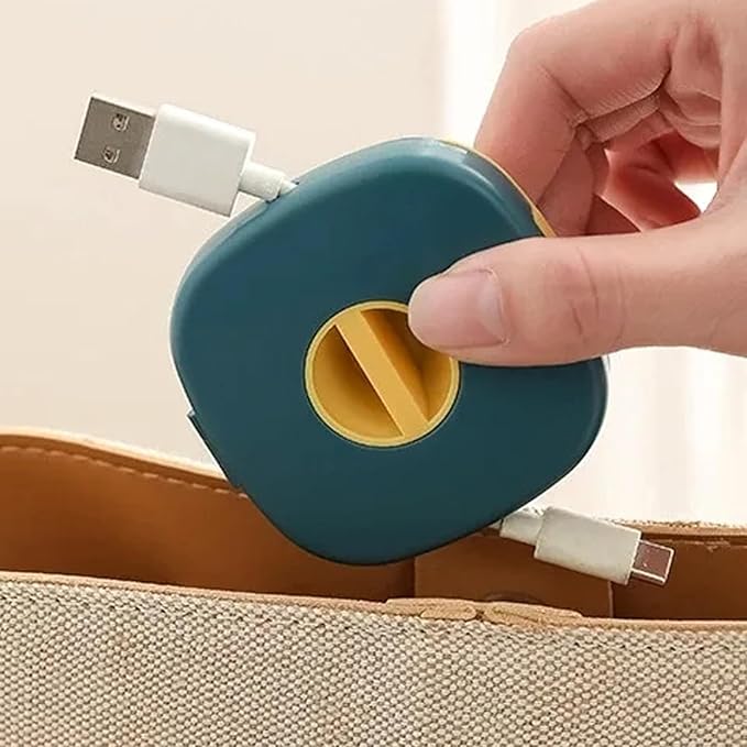 Charger Cord Winder - Cable Organizer Storage Case, Wire Management Holder, with Built in Phone Stand | Portable Charging Cable Wrap Tool for School Living Room Bedroom Dorm Commuting Travel Use
