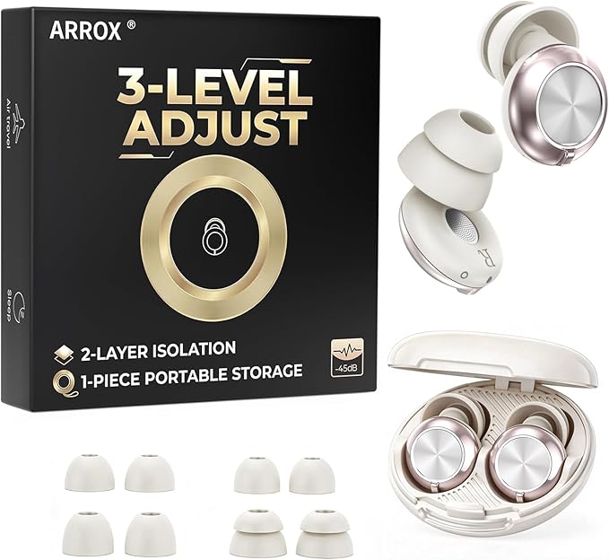 ARROX Ear Plugs – Professional Hearing Protection for Concerts & Festivals, Live Events, Musicians, Sports, DJs,13-45 dB Noise Reduction Earplugs,4 Ear Tip Sizes