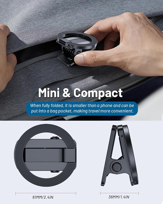 JINSERTA Clip-on Airplane Phone Holder Mount, Handsfree Magnetic Phone Stand,Travel Must Haves Phone Stand for Desk,Travel Essentials for iPhone 15 14 13 12 Pro Max