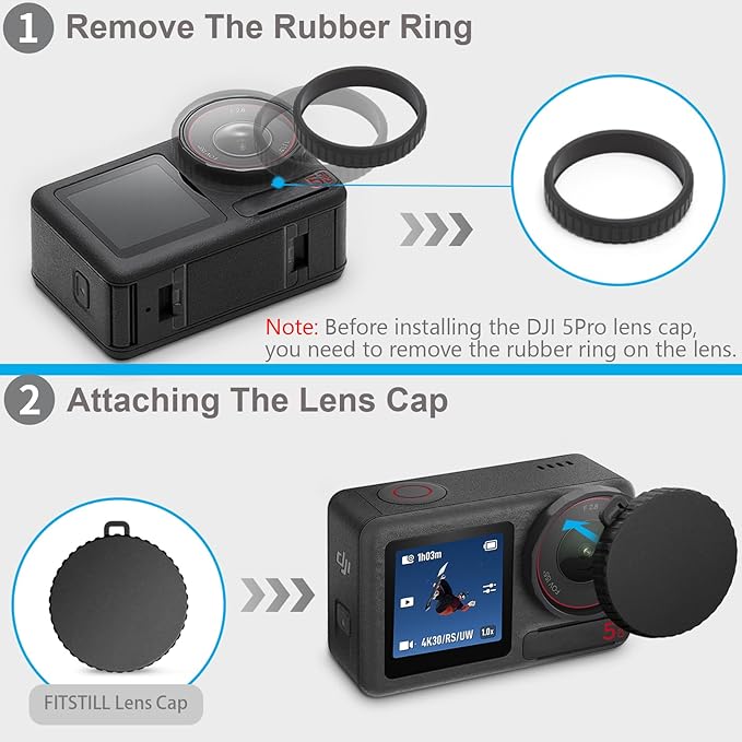 FiTSTILL Tempered Glass Screen Protector with Silicone Lens Cap for DJI Osmo Action 5 Pro,Ultra HD 9H Hardness,Scratch Resistant Bubble Free Action 5Pro Accessories