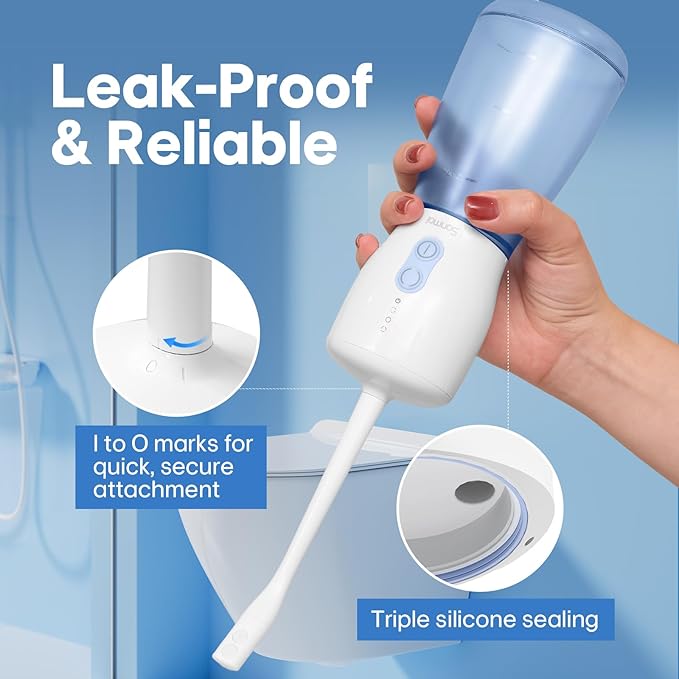 Sonmol Electric Peri Bottle for Postpartum Care, 3 Nozzles & 3 Modes, Portable Bidet for Perineal Cleaning and Recovery, Handheld Travel Bidet, Rechargeable Perineal Bottle, 10.2 oz