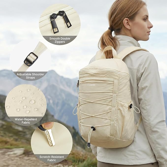 G4Free Hiking Backpack for Women Men 20L Lightweight Travel Backpacks Daypack Outdoor Daily Camping, Beige