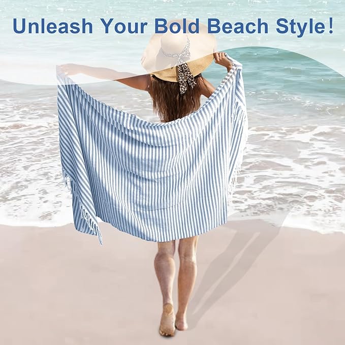 4 Packs Oversized Turkish Beach Towels Set Quick Dry Sand Free Boho Blanket Extra Large XL Swim Bath Pool Picnic Accessories Airplane Travel Vacation Essentials Women Mother Birthday (Green)