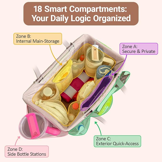 Beach Bag Organizer Compatible with Xl Large Bogg Bag Accessories 9 External Storage Mesh Pockets and Quick-Access Liner 8 Internal Pockets Zipper Pocket for Valuables Water-Resistant Durable Foldable