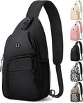 Pritent Crossbody Bags for Women Man Waterproof Sling Bag Backpack Trendy Casual Cross Body Bag with Convertible Shoulder Strap Chest Bag for Camping Hiking Travel Essentials (Coating Black, Medium)
