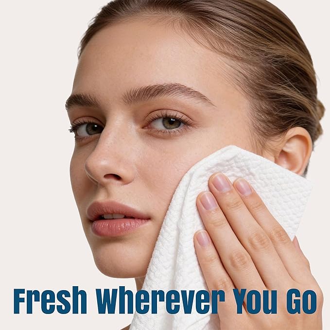 Ourmed Life Compressed Towel Tablets – Portable, Individually Wrapped Disposable Face Towels, Quickly Expand with Water, Soft & Lint-Free, 12‘’x10‘’ for Travel, Camping, Hiking, Backpacking (112 Ct)