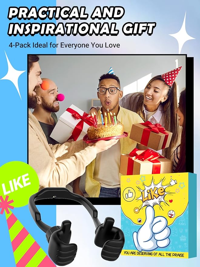 CALDEVER Stocking Stuffers for Men Women Teens Kids Gifts for Men Christmas: Thumbs Up Lazy Phone Stand Holder Funny Gadgets Teenage Boys Girls Dad Father Mother Mom (Black+Purple+White+Yellow, 4)