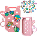 Hand Sanitizer Case with 25 Charms for Touchland, Compatible with Power Mist 1 FL Oz/30ML, Croc-Style Touchland Holder (Cute Pink Summer Charms)