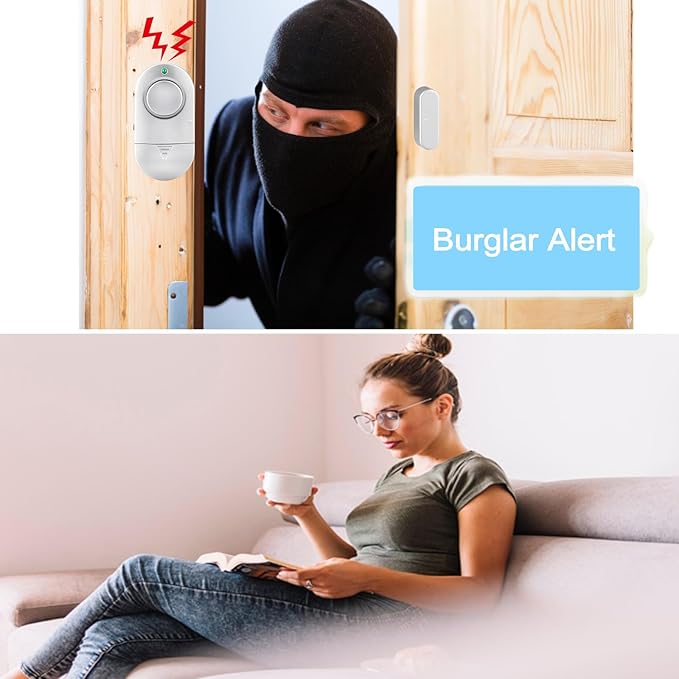 Window Alarm Sensor 12 pack, Door Alarms for Kids Safety, Burglar Door Alarm for Pool, 120 DB Window Alarms for Home Security