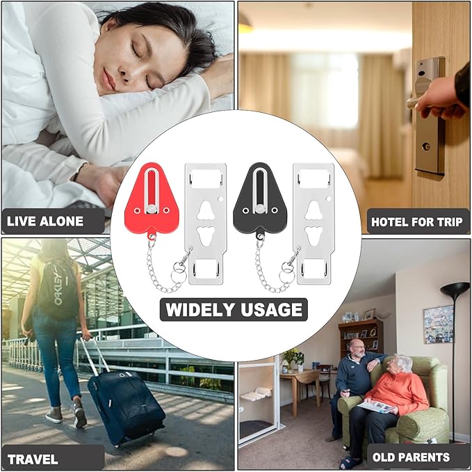 Portable Door Lock,2 Pack Heavy Duty Hotel Travel Door Lock for Additional Safety and Privacy for Hotel,Apartment, Home, Bedroom, School and Prevent Unauthorized Entry