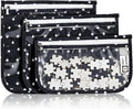 HIONXMGA TSA Approved Toiletry Bag, Set of 3 Clear Travel Toiletry Bag Quart Size Zipper Travel Pouch, Waterproof Makeup Cosmetic Bag for Women Men Kids Toiletries Carry on, PlusXX