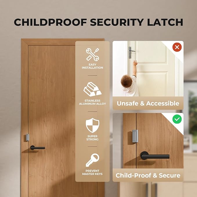 5 Pack Home Security Door Reinforcement Lock, Childproof Safety Door Lock Latch Stopper, Removable Screw-Mounted, Prevent Home Unauthorized Entry, Aluminum Construction, Withstands 800 lbs