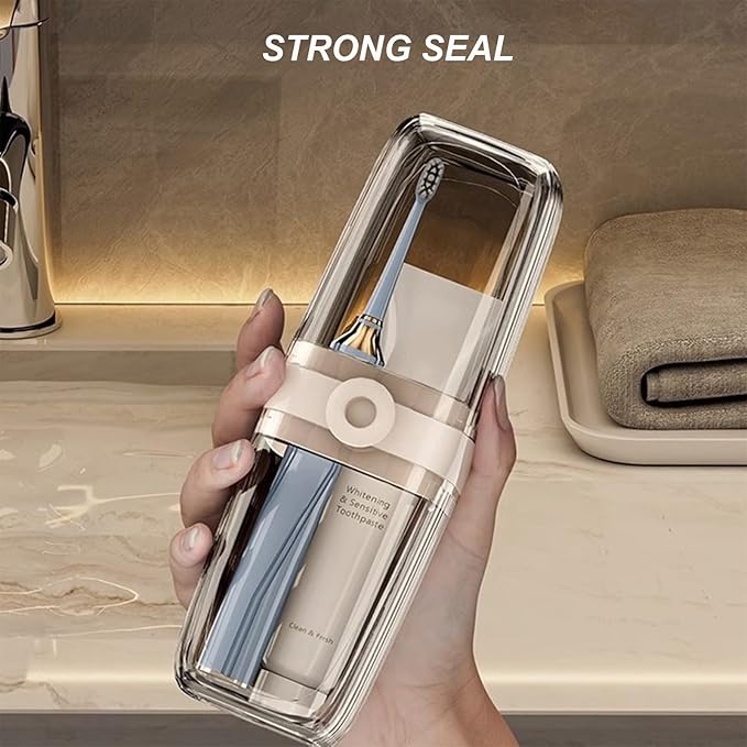 Toothbrush Travel Case Portable Clear Grey Toothbrush Holders with Cover, Leakproof Toothbrush & Toothpaste Holder for Traveling School Camping Business Trip Bathroom