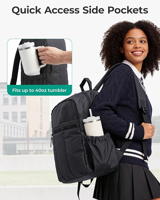 BAGSMART Backpack for Women, Travel Backpack with Large Side Pocket, 15.6 Inch Work College Backpack Purse, Waterproof Business Teacher Laptop Bag, Camel