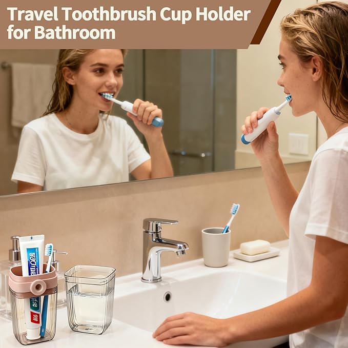 2Pcs Toothbrush Travel Case & Travel Soap Holder Dish Tray, Portable Clear Toothbrush Holders with Cover Leakproof Bar Soap Holder for Traveling School Camping Business Trip Bathroom