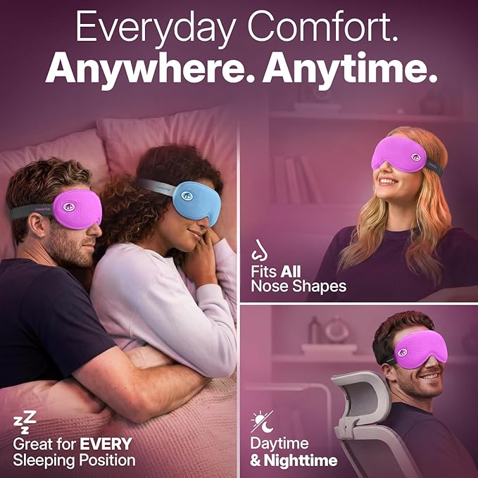 Eye Mask for Sleep with Ultimate Travel Case & Ear Plugs - DeepSpace™ Blackout Sleep Mask for Women Men, Side Sleeper Adjustable Eye Cover, Zero Eye Pressure, Memory Foam Eye Mask for Travel