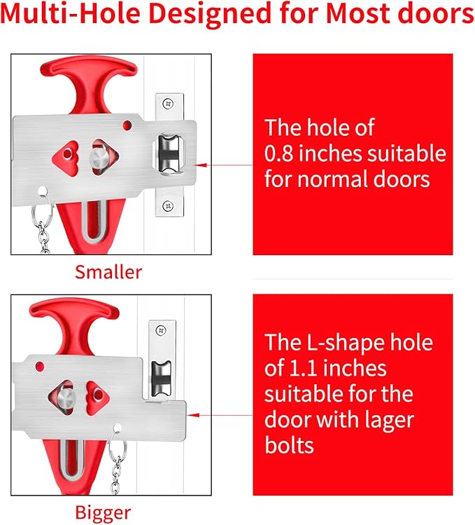 ZZRUI Safety Portable Door Lock for Hotel,Travel,Home,Apartment,Airbnb Extra Door Lock Security Devices(1 Pack)