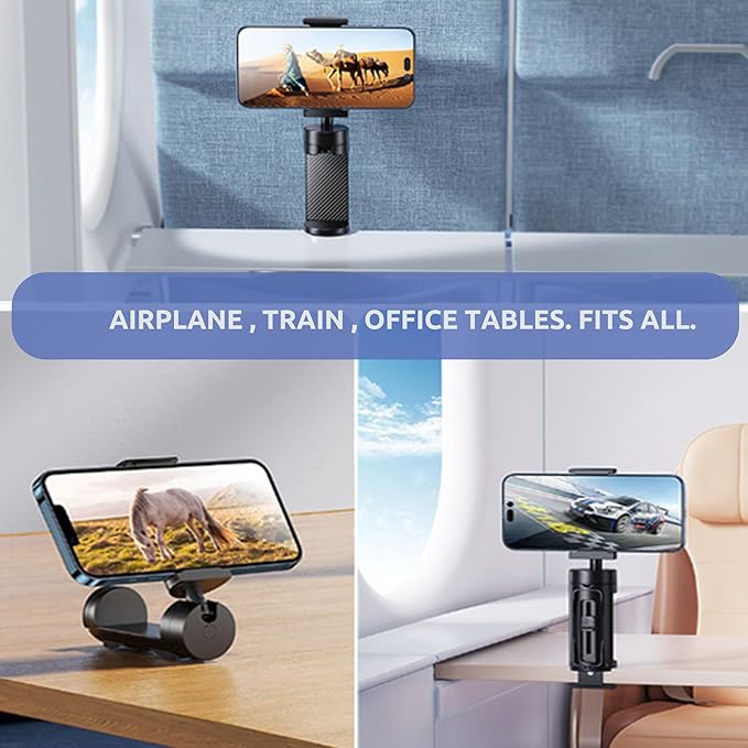 2 PACK Airplane Phone Holder Travel Essentials Accessories – Universal Hands Free Cell Phone Stand Mount for Air Plane Table Seat Desk, Cruise, Car & Flight – Mini Size for Vacation, iPhone, Samsung