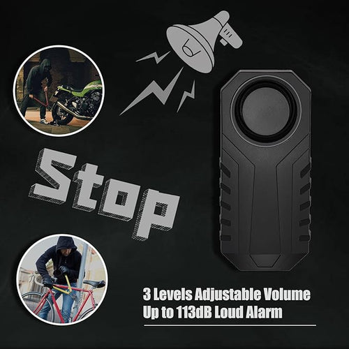 113dB Bike Alarm, Wireless Vibration Motion Sensor Waterproof Motorcycle Alarm with Remote, Anti-Theft Vibration Bicycle Alarm Waterproof Vehicle Security Alarm System, 4 Pack