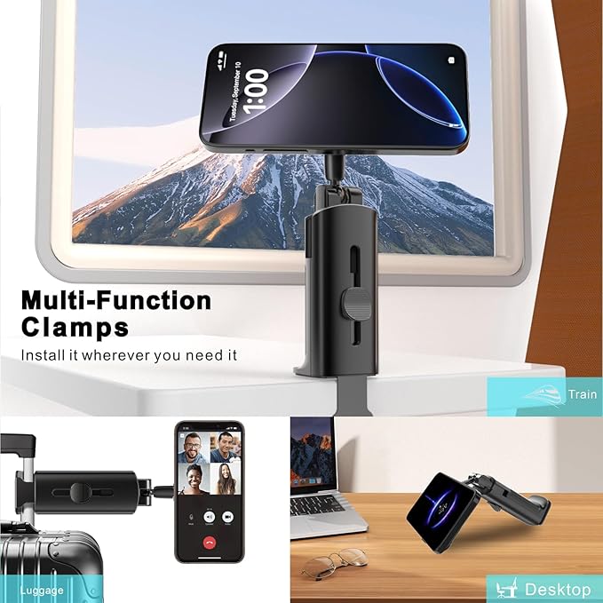 smofish Airplane Phone Holder Travel Essentials,Travel Phone Holder,for MagSafe Airplane, Magnetic Handsfree Airplane for iPhone 16 15 14 13 12 Stand Accessories for Travel and Business