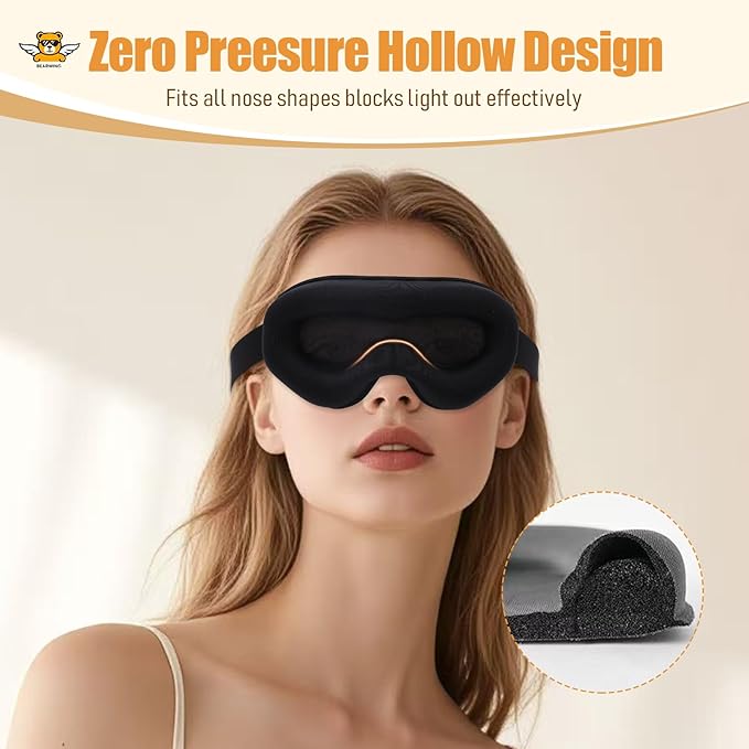 100% Light Blocking Sleep Mask, Only 0.73oz Light Comfortable 3D Contoured Memory Foam, Blink Freely Eye Masks for Sleep, Travel, Nap, for Women, Purple
