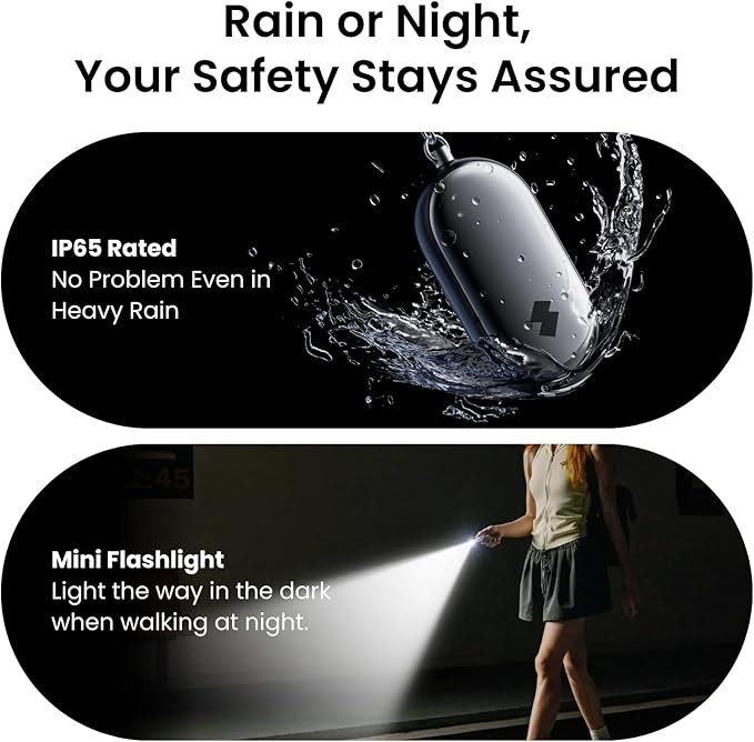 SwitchBot 130 dB Personal Safety Alarm for Women with Apple Find My APP, Extra-Loud Siren & Strobe Light, Waterproof Self Defense Keychain for Women, College Girls and Kids (Blue)