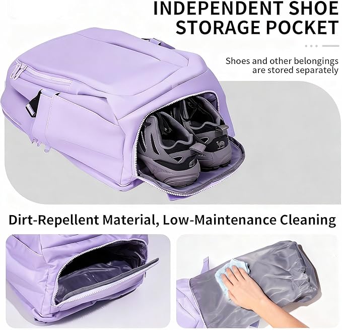 Travel Backpack for Women Men Carry on Backpack, Airline Approved Large Travel Bag Flight Approved Personal item, 15.6 Inch Laptop Backpack Casual Daypack for Weekender Business Hiking-PURPLE