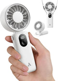 Aecooly Mighty Portable Handheld Fan | 20H Max Cooling Time | 3 Flexible Modes | 5 Speeds Wind | Battery Level Display | USB Rechargeable Mini Personal Battery Powered, Gifts for Women, Travel -White