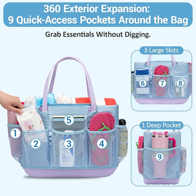 Nyton Organizer Bag Compatible with Original Large Bogg Bag Cover Divider Insert Beach Bag Liner for XL Bogg Bag Storage Separator Compartment with Mesh Pocket Sport Mom