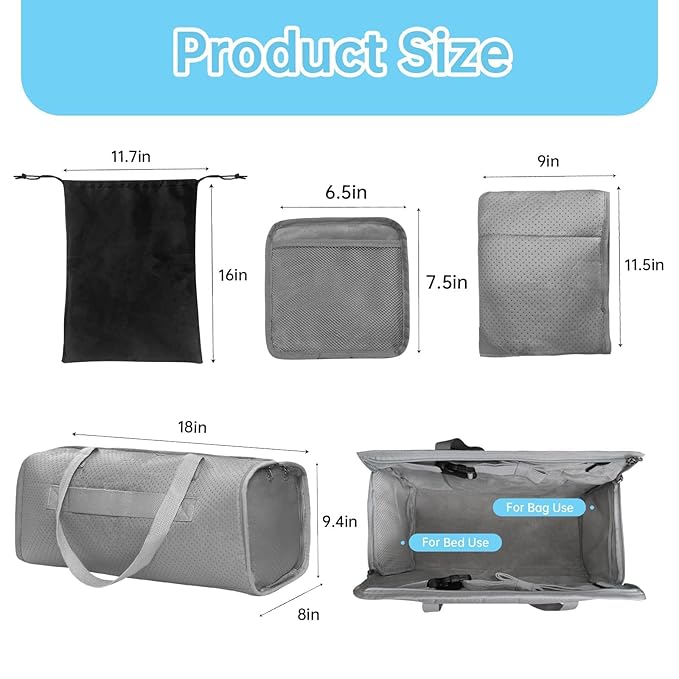 Toddler Airplane Travel Bed, Airplane Seat Extender for Kids, Plane Must Have for Toddlers, Baby Travel Essentials for Flying, Portable Travel Bag Foot Rest for Flights(Grey)
