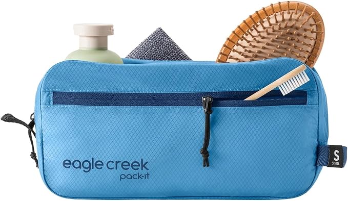 Eagle Creek Pack-It Isolate Quick Trip - Compact Travel Toiletry Bag for Optimizing Luggage Space - Lightweight - Water-Resistant - Easy-Grab Zipper - Sustainable Materials - Small -Blue Dawn