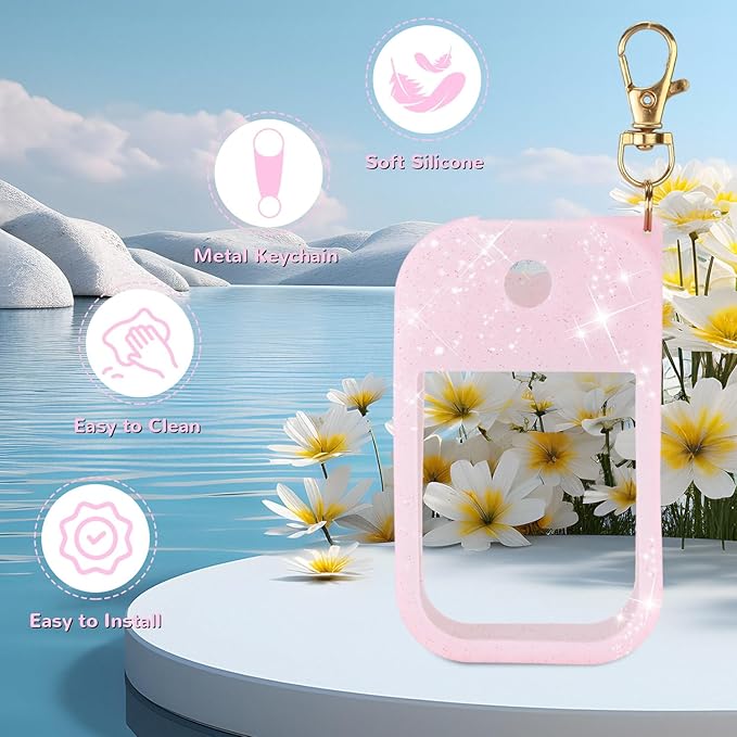 Hand Sanitizer Spray Case Compatible with Touchland Power Mist 1 oz– Silicone Case with Keychain for Touch Land Mist 1 fl oz（30 ml）, Hydrating Hand Sanitizer Accessory for 1 fl oz Spray