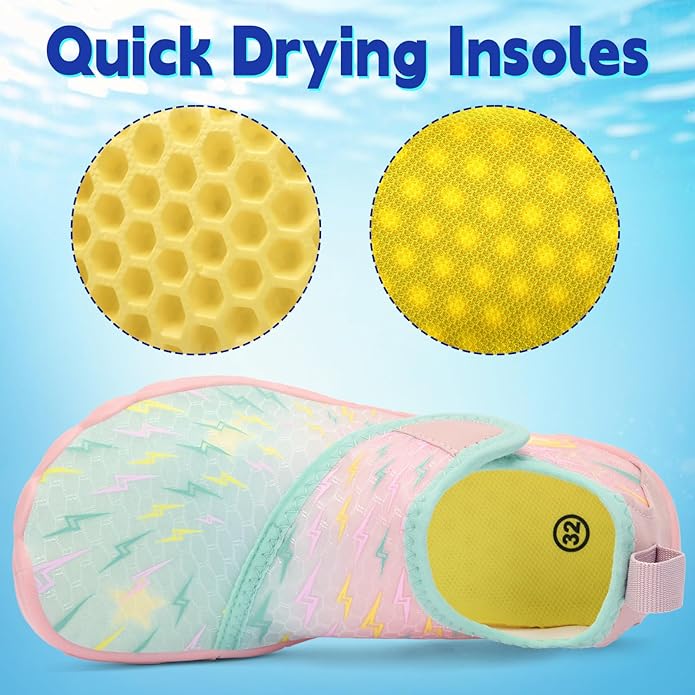 Kids Water Shoes Boys Girls - Wide Toe Box Quick Dry Barefoot Shoes Breathable Non Slip Aqua Athletic Sneakers for Swim Beach Pool Kayak Hiking Sand Walking Travel Essentials (Little Kid/Big Kid)