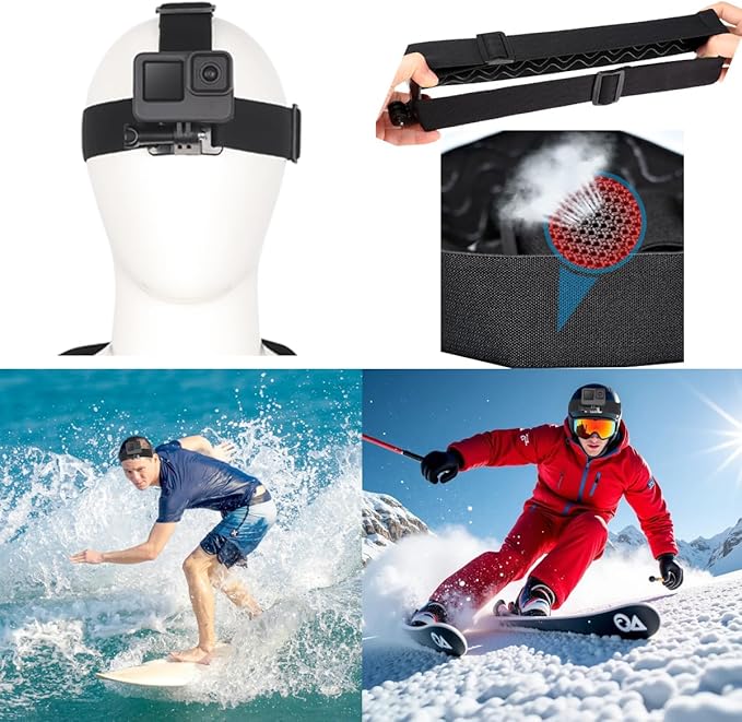 4 in 1 Camera Accessories Kit Head Strap, Chest Strap, Backpack Clip, Wrist Strap Mount Compatible with GoPro Hero 13 12 11 10 9 8 7 6 5 4, Session & Most Action Camera
