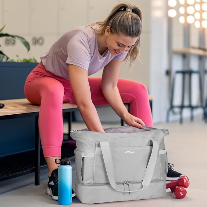 ETRONIK Gym Bag for Women, Personal Item Travel Bag with Shoes Compartment, Weekender Overnight Duffel Bag with Wet Pocket, Carry On Bag for Women, Travel, Gym, Weekend