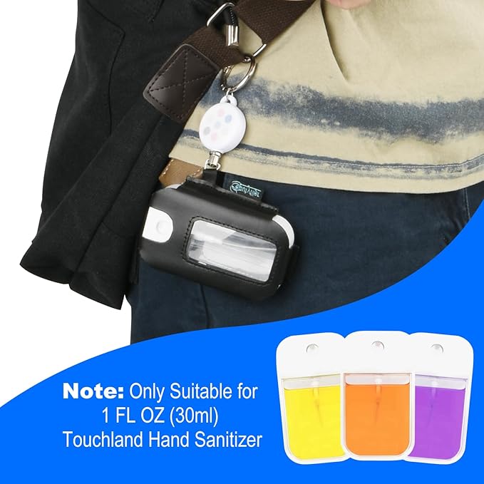 Beautyflier PU Holder Sleeve for Touchland Power Mist and Glow Mist 1FL OZ Hand Sanitizer Spray, Protective Case with Keychain and Telescoping Ring, Perfectly for Travel, Sleeve Only