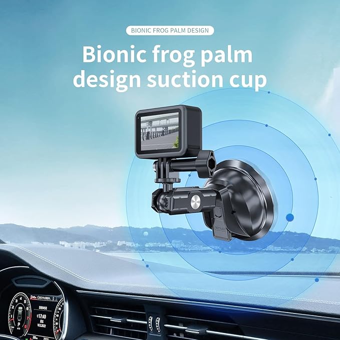 TELESIN Suction Cup Car Mount with Phone Holder, Windshield Window Dashboard Boats Vehicle Attach for DJI Osmo Pocket 4,Pocket 3,Action 6 5 Pro 4 GoPro Hero 13 12 11 10 9 Insta360 X5 Xtra Camera Mount