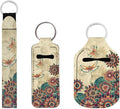 Suobstales 3Pcs Travel Bottles Keychain Holder Set,Travel Bottle Sleeves+Neoprene Chapstick Holders+Lanyard Keychain