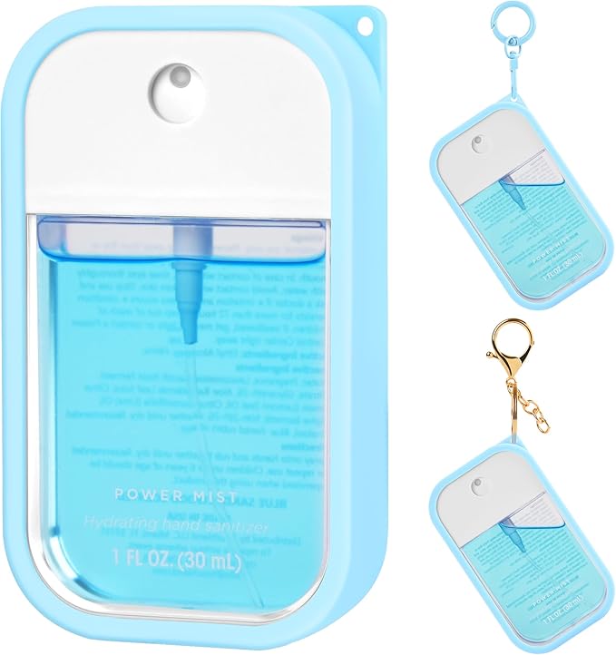 Silicone Case Compatible with Touchland Hand Sanitizer Spray (Fit for 1 FL OZ/30 mL), Protective Case with Keychain