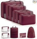 11 Set Packing Cubes for Travel, Gifts for Women Mom Kids, TSA Approved Bags for Makeup, Cosmetic, Toiletry, Suitcase Organizers for Checked Luggage, Cruise Essentials,Airplane Accessories, Burgundy