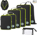 Cipway Compression Packing Cubes, Lightweight Travel Luggage Organizers with Shoe, Toiletry & Laundry Bags, Travel Essentials for Carry-on Suitcase (8 Piece, Black)