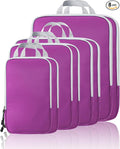 Compression Packing Cubes, 8 Set Packing Cubes for Travel Compression, Lightweight Compressible Package Organizer for Carry On and Suitcases, Purple and Grey