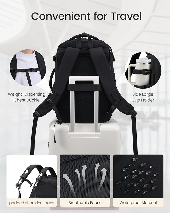 LOVEVOOK 42L Travel Backpack for Women & Men, TSA Approved Carry On Backpack with 3 Packing Cubes, Water-resistant Personal Item Bag Fits 17" Laptop, Travel Essentials Backpack for Trip