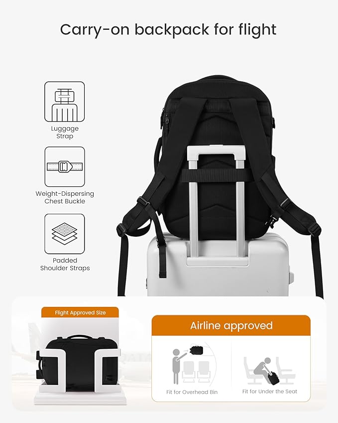 LOVEVOOK 50L Travel Backpack for Women, Airline Approved Carry On Backpack with 2 Packing Cubes, Waterproof Personal Item Bag Fits 17" Laptop, TSA Traveling Essentials Weekender Overnight Backpack