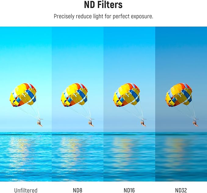 NEEWER ND Filter Set Compatible with DJI Osmo Action 5 Pro/4/3, 4 Pack Multicoated HD Optical Glass Snap On ND8/ND16/ND32/CPL Filters, Action Camera Lens Accessories with 2X Cleaning Cloth
