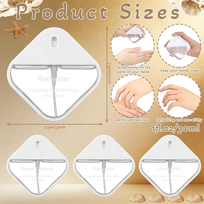 3 Pcs Power Mist Hydrating Hand Sanitizer Spray Bulk Travel Size Hand Sanitizer Spray Pocket 1 oz Square Card Bottle for Daily Use Mother's Day Mom Employee Nurse Teacher Appreciation Gifts