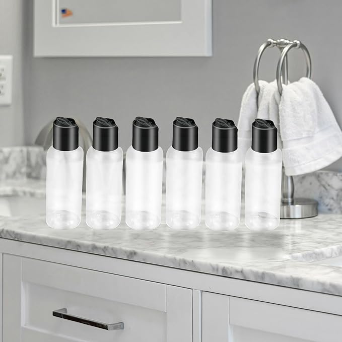 6 Pack Travel Bottles for Toiletries, 3.4oz Travel Shampoo Bottles Leak-Proof Tsa Approved Travel Size Bottle for Shampoo Conditioner and Body Wash, Clear Bottle Body