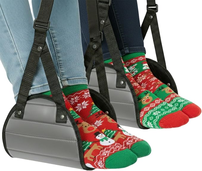 Foot Hammock for Plane Travel, Memory Foam Airplane Foot Hammock, Adjustable Foot Sling for Airplane & Office