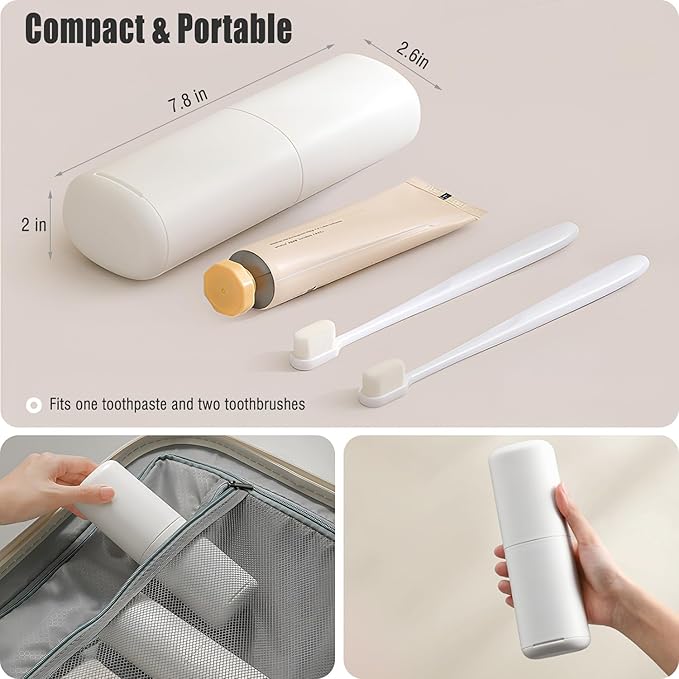 AIMAIAIMAI Travel Toothbrush Case with Cup, Gray - Toothbrush and Toothpaste Travel Case, Doubles as Dorm Toothbrush Holder, Detachable Base, Compact Toothbrush Covers for Camping, Business Trip
